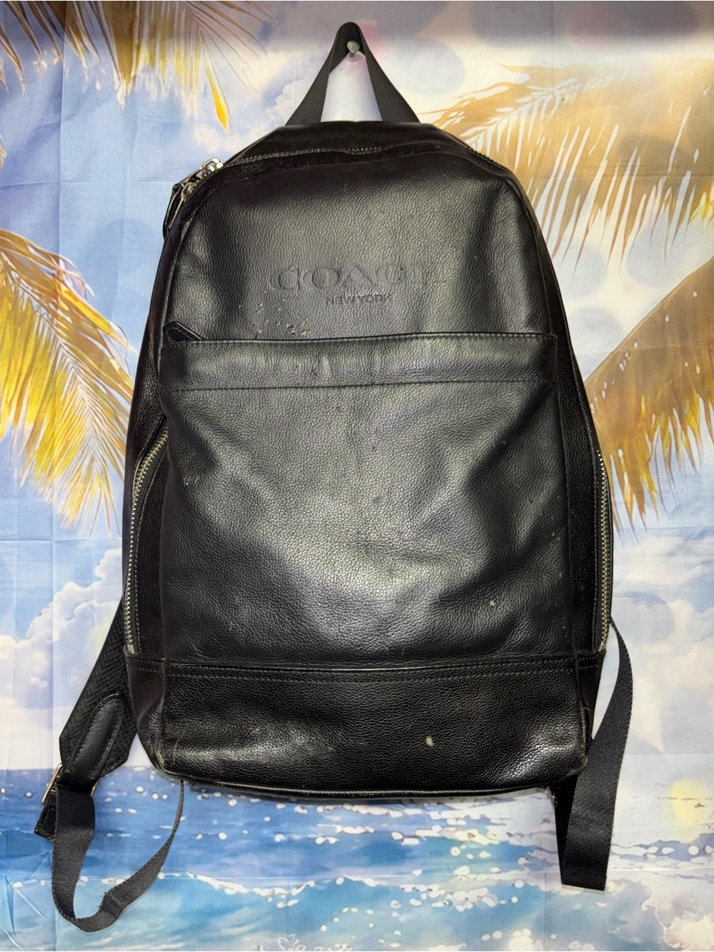 Coach bag pack black leather